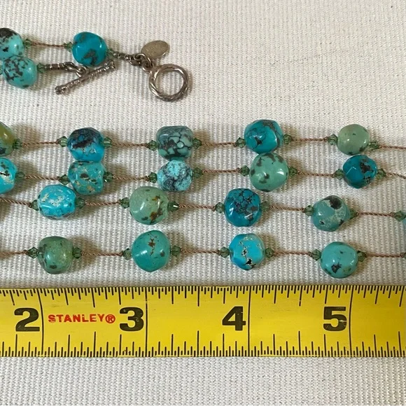 MARGO MORRISON TURQUOISE NECKLACE 36” HANDMADE